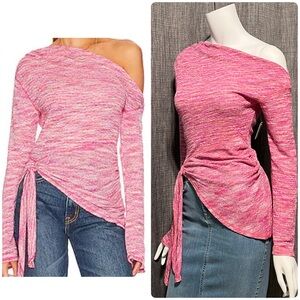 NWT Free People Golden Hour Long Sleeve Top Strawberry Fields Pink XS/S